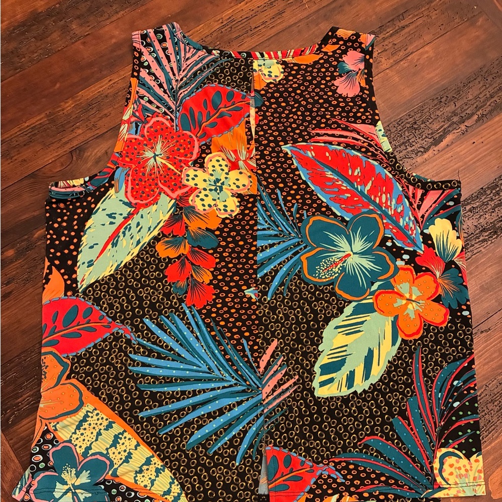 Vince Camuto Sleeveless Top Colorful Women's XL Floral Polka Dot Bright Tropical - Picture 3 of 3